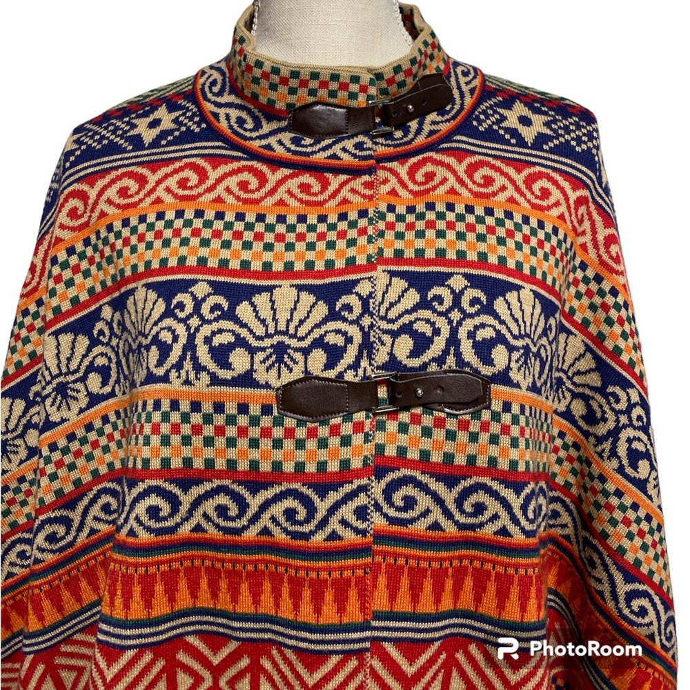 Punt Roma Multi Colored Geometric Knit Pincho - Picture 4 of 12